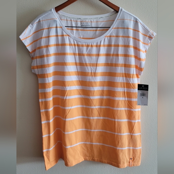 Ralph Lauren Tops - Ralph Lauren Active striped cotton blend tshirt Women's XL